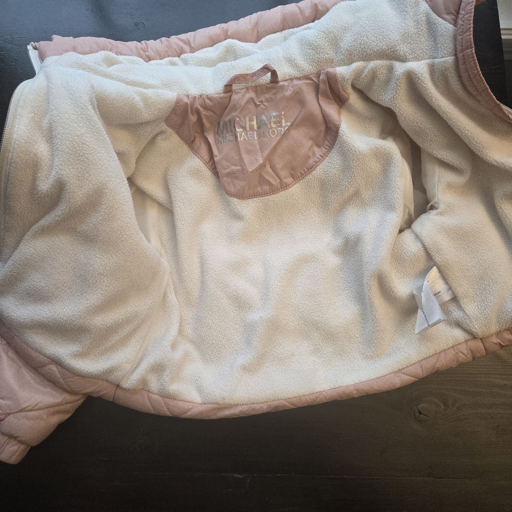 Michael Kors Toddler Girls Pink Puffer Hooded Jacket Coat Size 2T - Picture 6 of 9